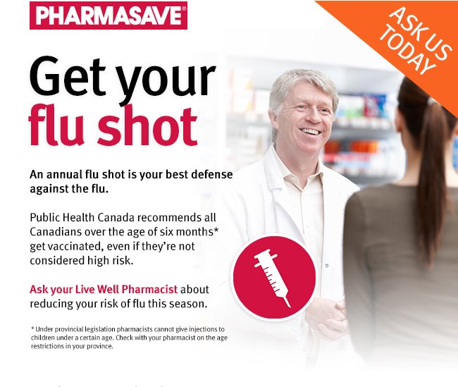 free flushot at pharmasave brampton